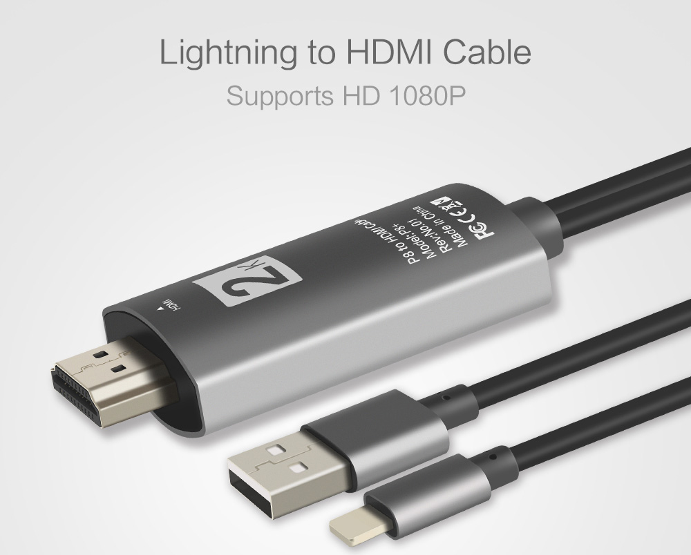 Cable Conector Adaptador de TV HDMI de 8 pines para iPhone 8 9 X 11 12